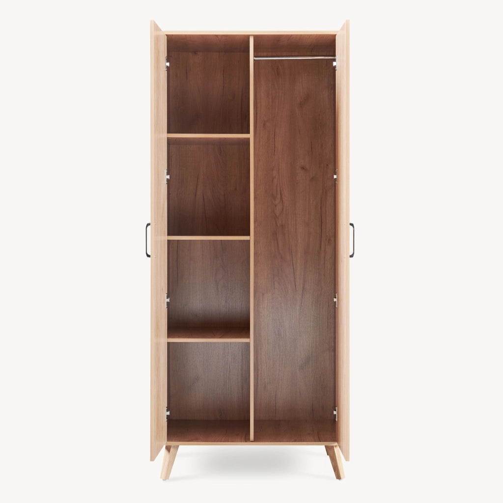 Armadio Guardaroba Norg con 2 Ante e 4 Scomparti 191x80x52 cm - Effetto Rovere [en.casa]