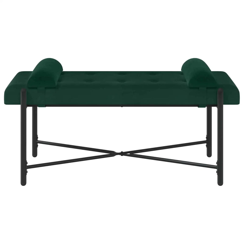 Panchina con bottoni e cuscini Verde Scuro 110 x 40 x 46 cm 42038387