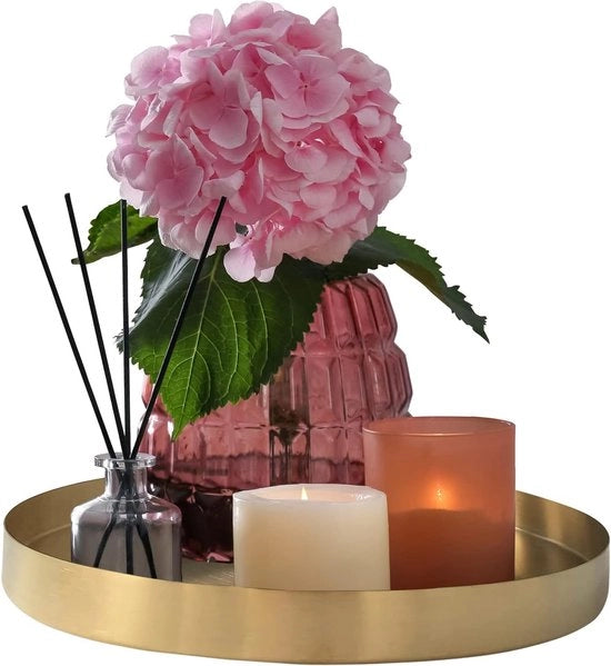 Piatto decorativo in acciaio inossidabile, dorato, opacizzato, rotondo, diametro 30 cm, altezza 3 cm, grande piatto metallico, adatto come scacchiera decorativa, piatto decorativo o piatto da tavola.