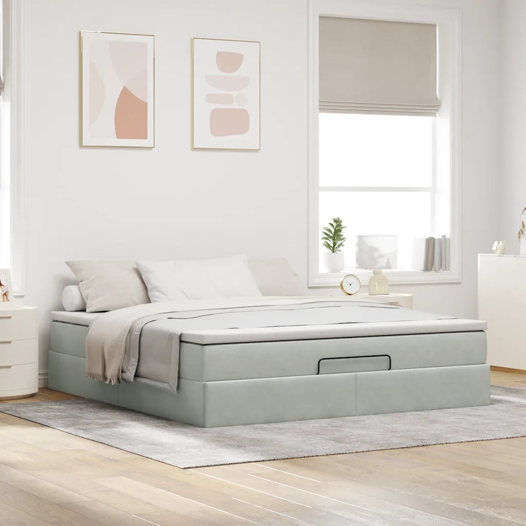Struttura Letto Pouf con Materasso 180x200 cm in Velluto 3311201