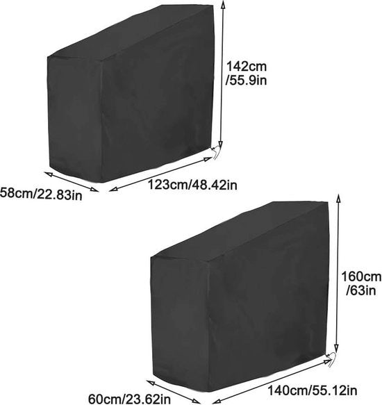 Hoes per Ciclabile - Protezione per Ciclabile - Impermeabile - 123x58x142 cm - Nero - Materiale Oxford
