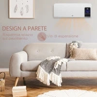 Termoventilatore da Parete Oscillatorio con Timer 12h e 2 Modalità di Riscaldamento, 54.5x12x21.5 cm, Bianco