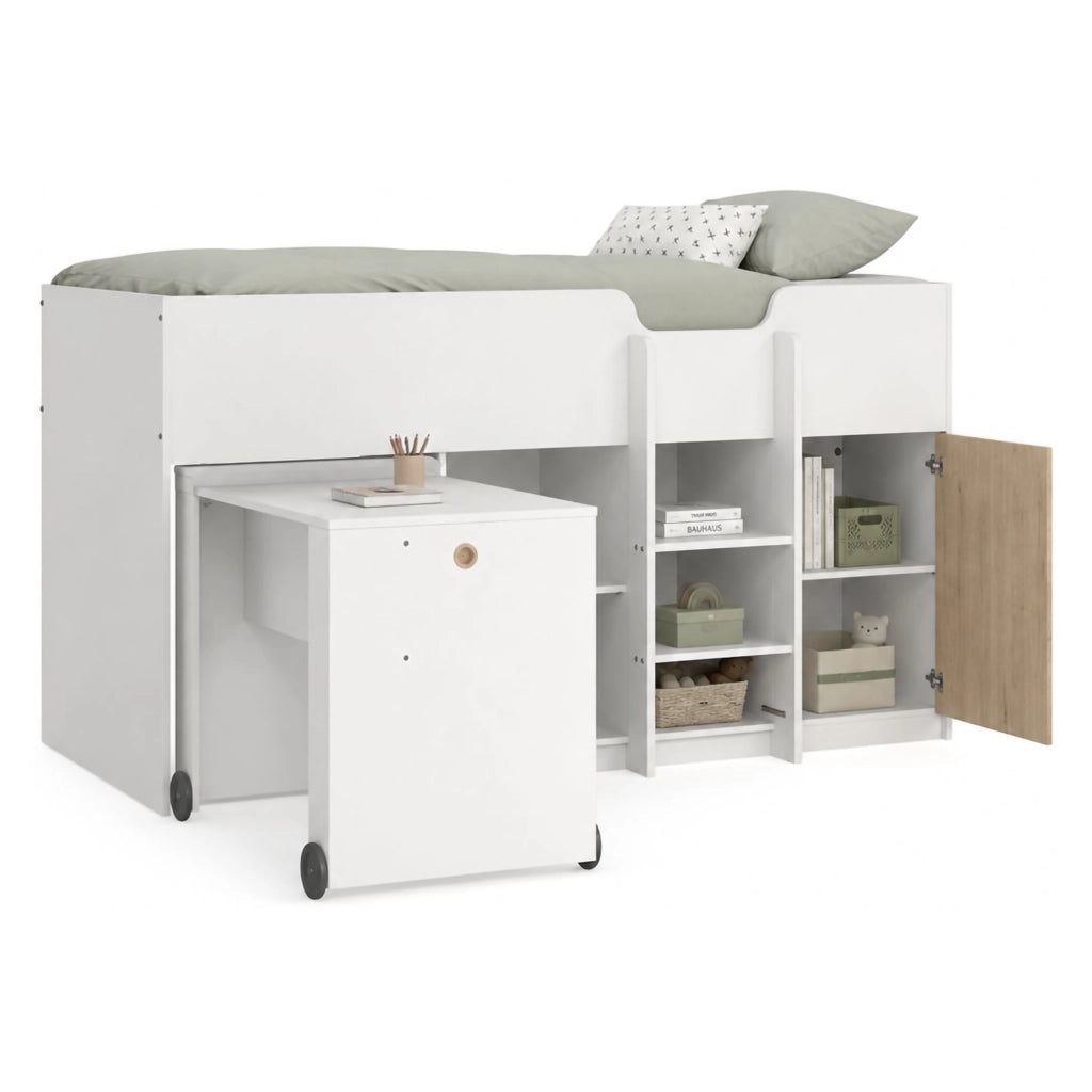 Lamedani, Composizione Camera da Letto Dimensione Materasso 90x200 cm, 203x104x111h cm Bianco