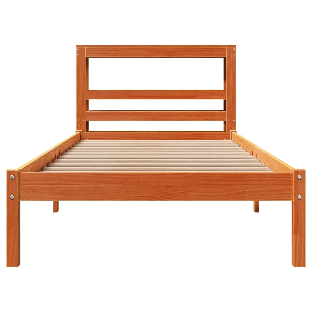 Giroletto con Testiera Marrone Cera 75x190 cm Massello Pino
