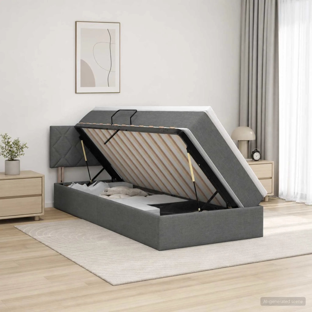Letto con contenitore e materasso Grigio Scuro 90 x 200 cm 3458659