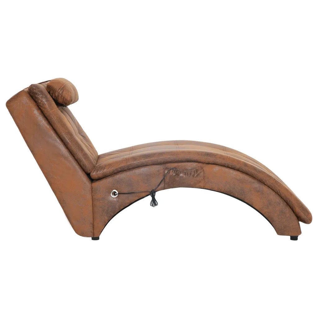 Sdraio Massaggiante con Cuscino Marrone Similpelle Scamosciata CFW7741602