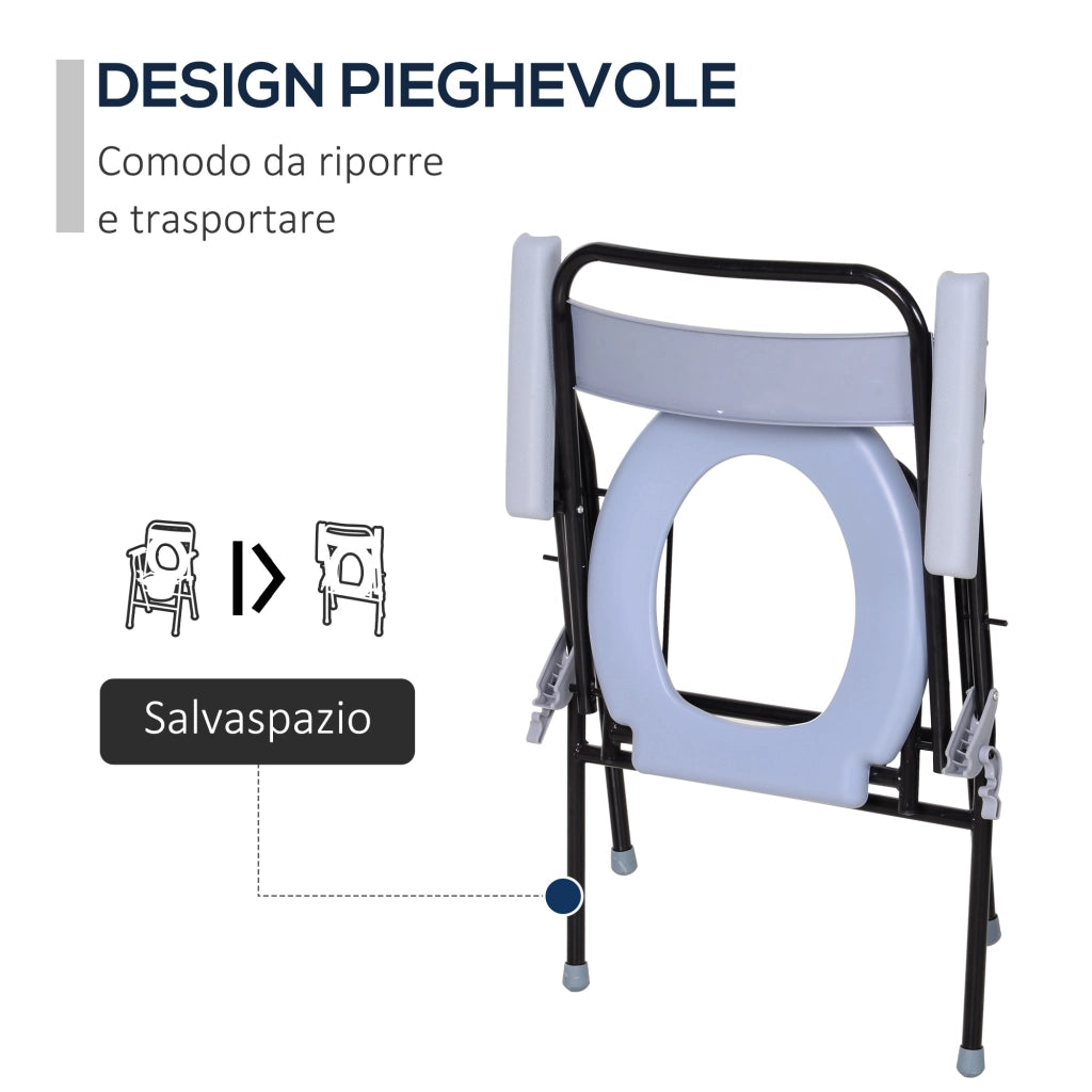 Sedia WC pieghevole con vaso rimovibile ¨C Xylo ¨C ferro e plastica 52x50x75cm
