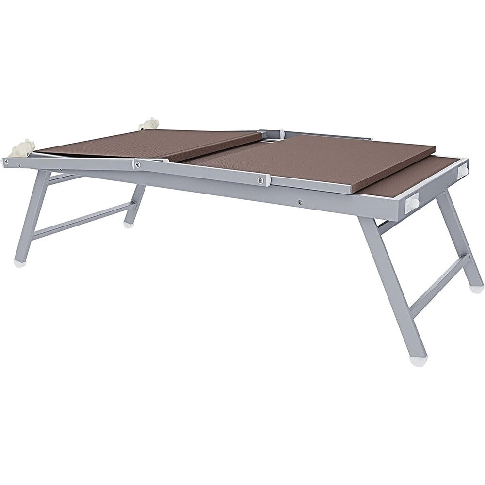 Trade Shop - Lettino Pieghevole Prendisole In Alluminio Textilene Con Parasole Orientabile 186x61x38cm - Tortora