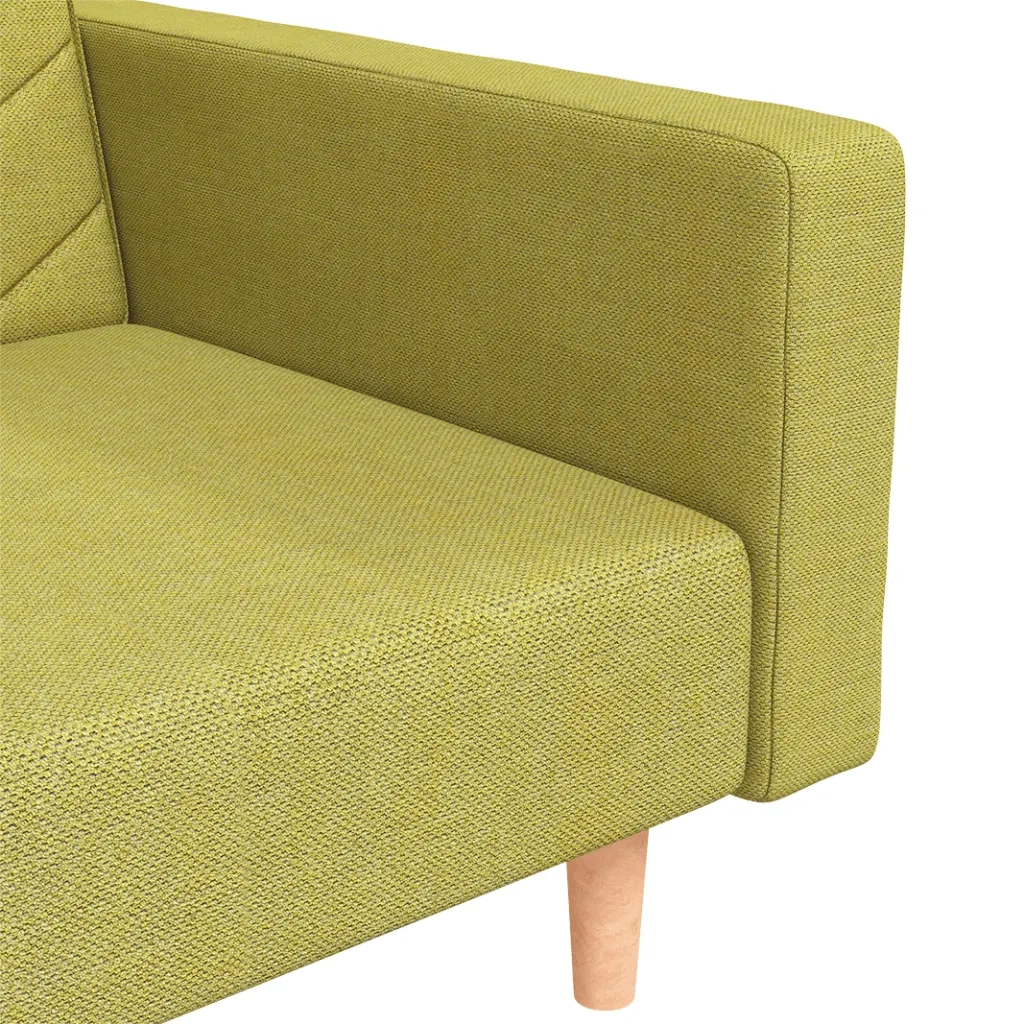 Divano Letto a 2 Posti con 2 Cuscini Verde in Tessuto 375905