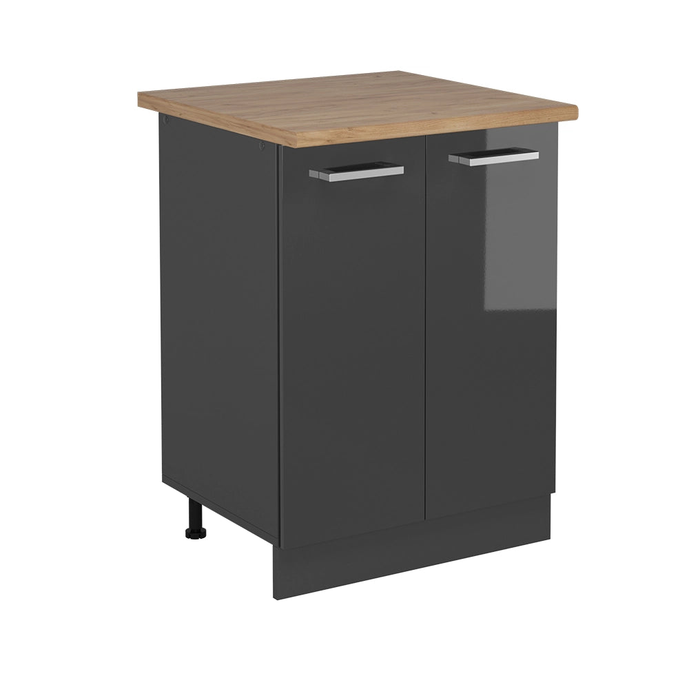 Mobiletto base cucina R-Line Antracite lucido/Antracite 60 cm, PL Rovere Vicco