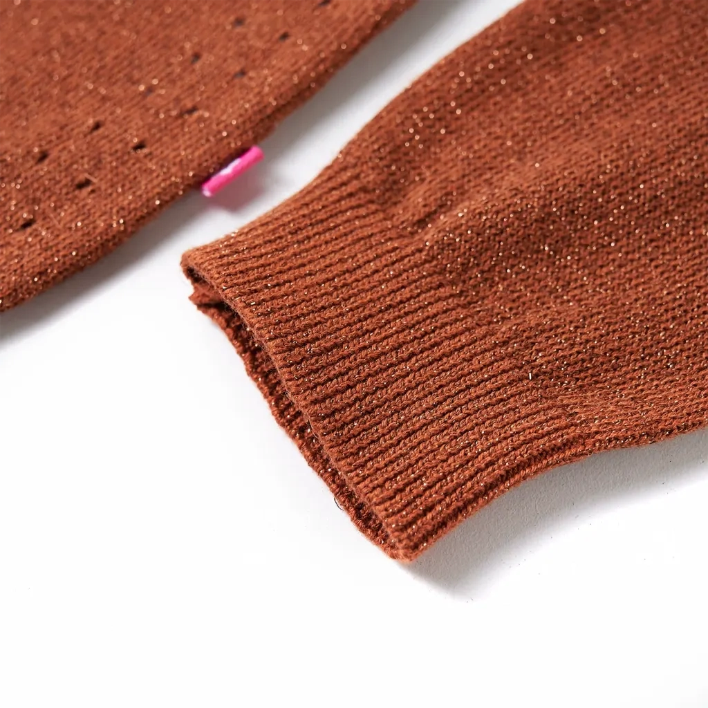 Cardigan da Bambina Lavorato a Mano Cognac 92 CFW6212759