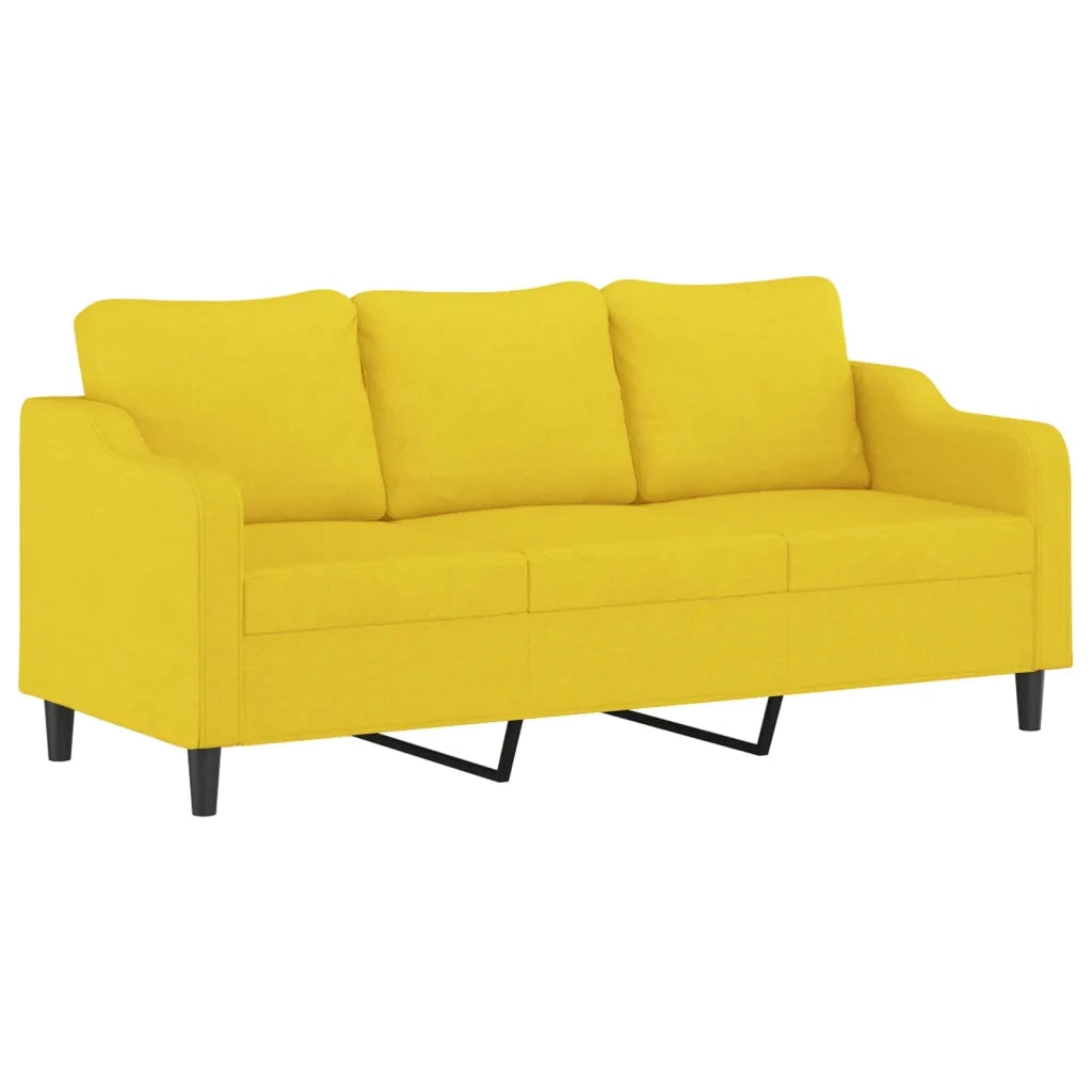 Set di Divani 3 pz con Cuscini Giallo Chiaro in Tessuto 3201847
