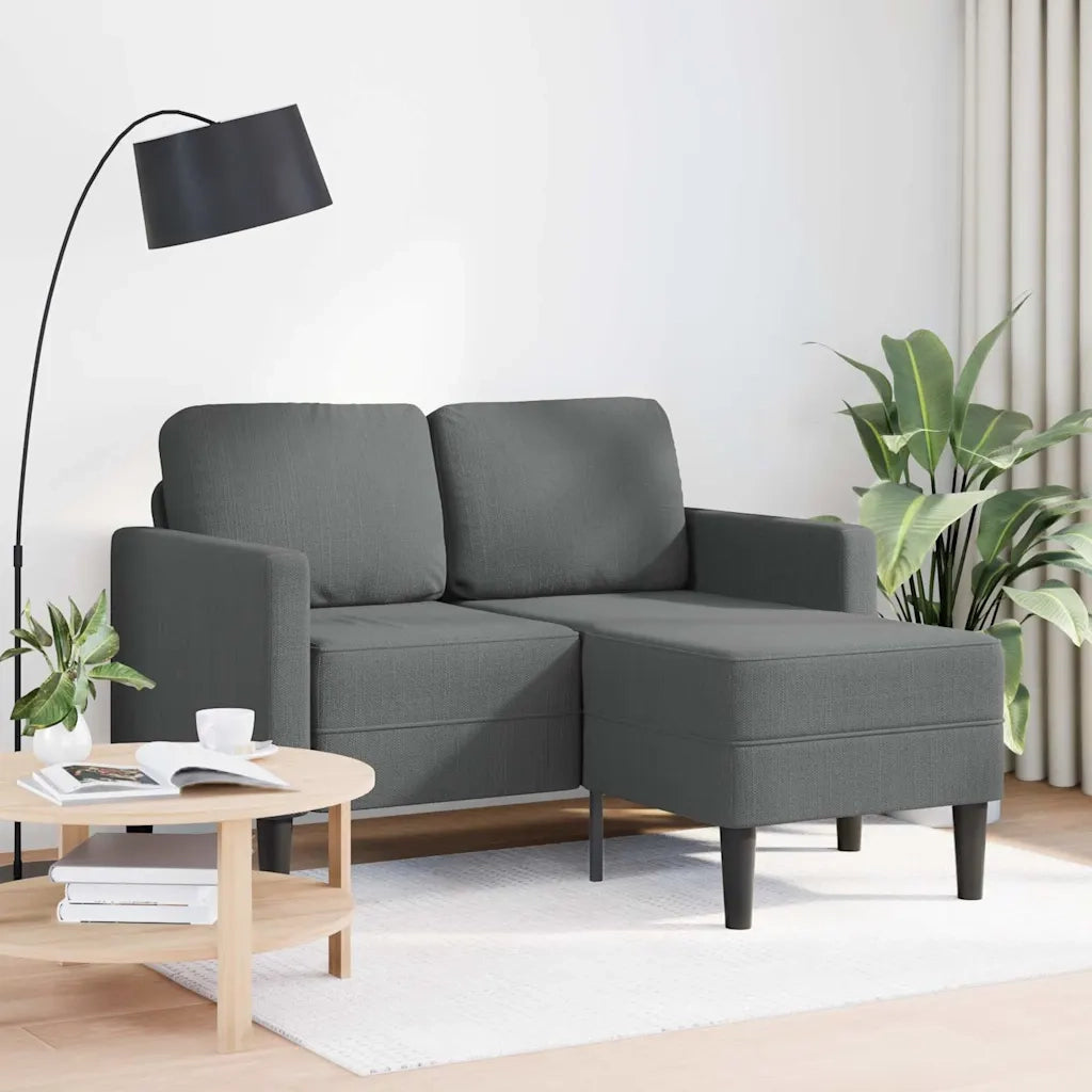 Divano a 2 posti con chaise longue a L-Sofa 2 Posti grigio scuro 125 cm in tessuto