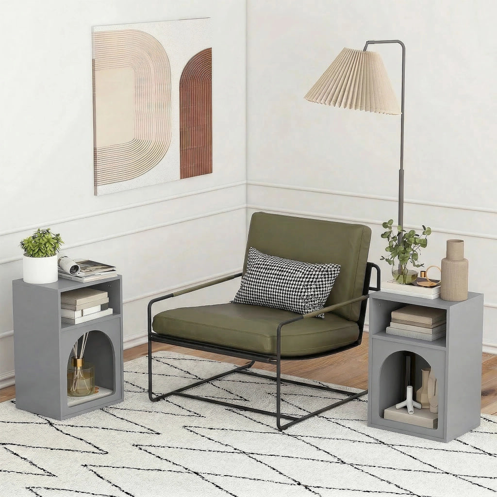 Set 2 comodini con ripiano aperto design moderno ¨C Xylo ¨C grigio 40x30x60 cm