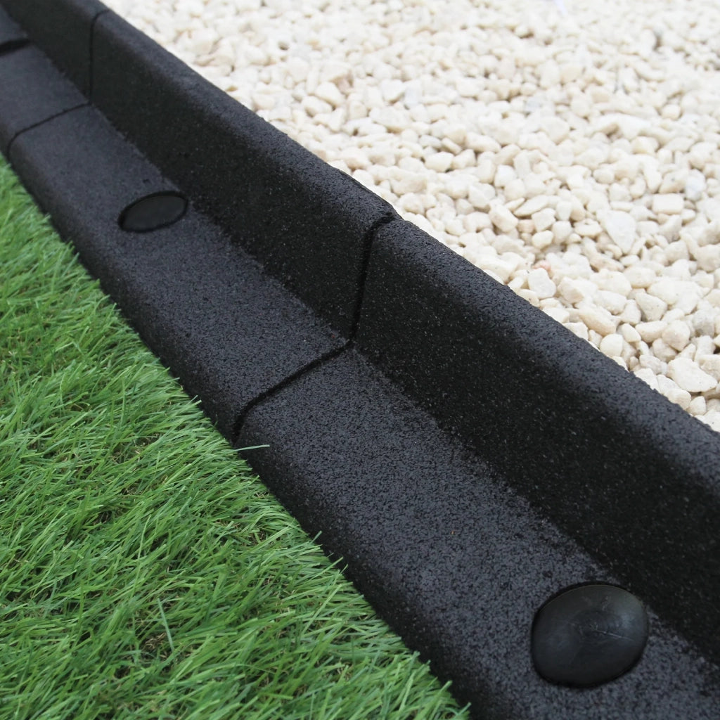 Bordatura per Aiuole Bordo Prato da Giardino Palizzata Flessibile fino a 70° in Gomma Resistente agli UV Pezzi da 1.2m - Nero - 4 pezzi