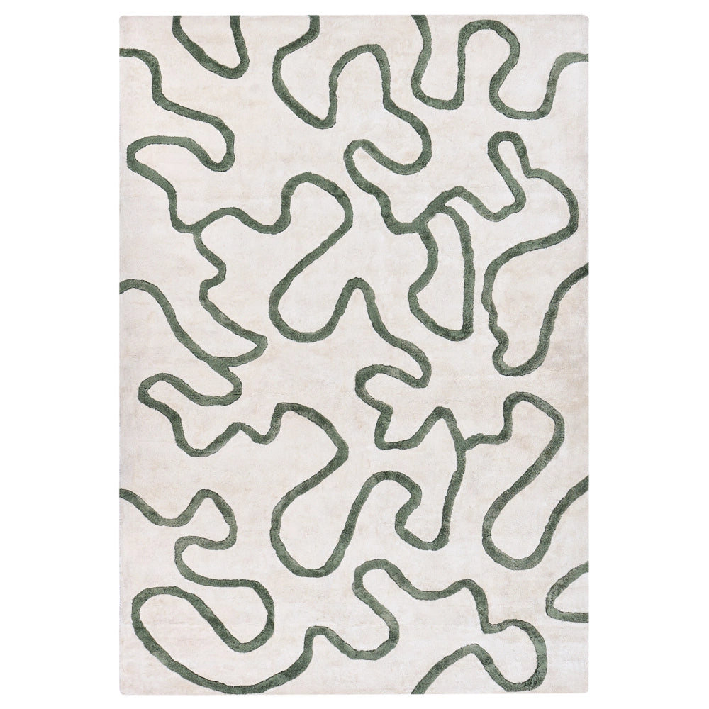 Tappeto beige chiaro con motivo astratto in viscosa verde 160 x 230 cm stile moderno glamour