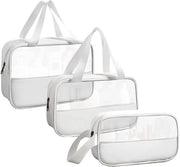 Borsa Cosmetica Trasparente 3 Stuks, Borsa Acqua Impermeabile in PVC per Donne, Borsa Leggera per Cosmetici, Borsa da Viaggio (Bianca)