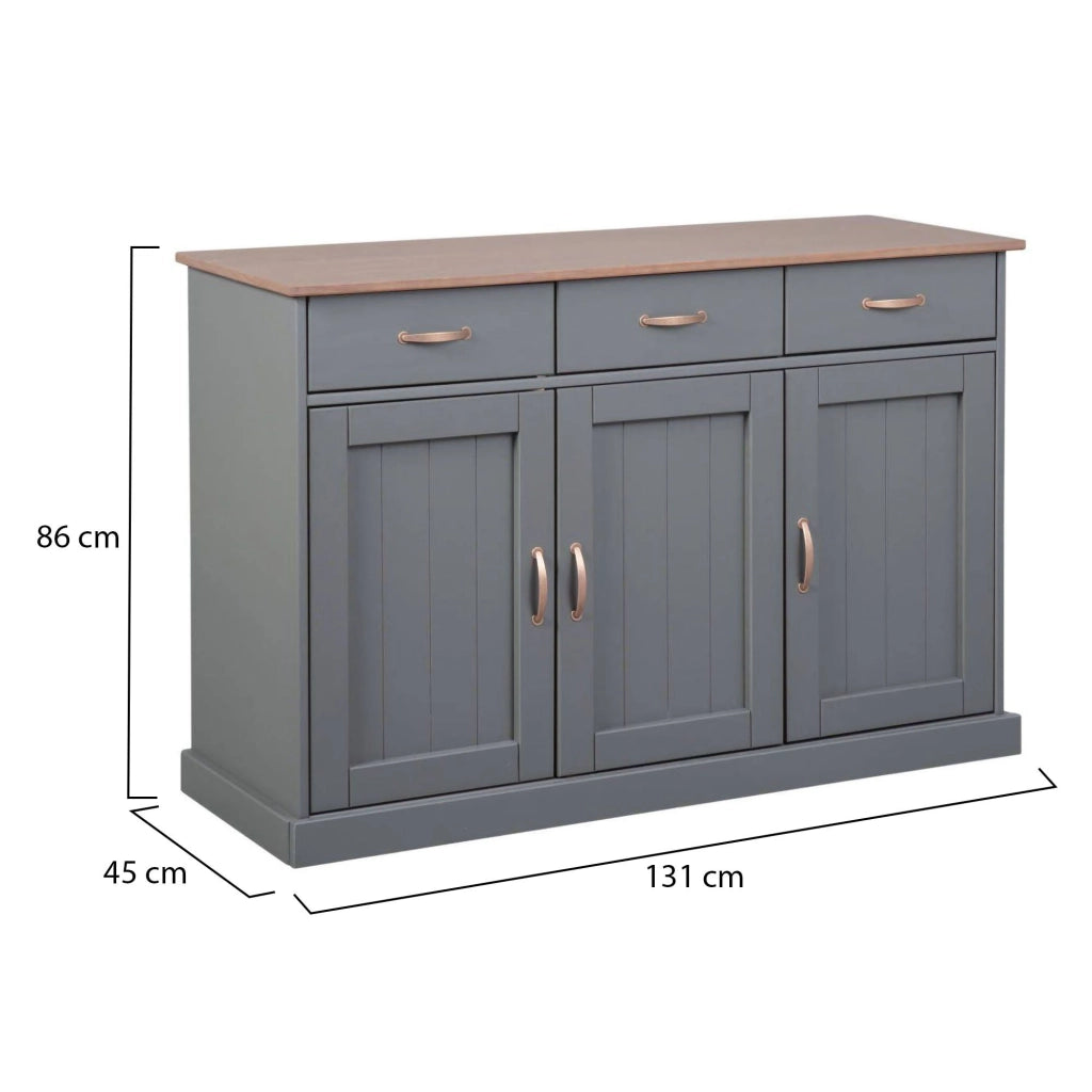 Madia Silius, Credenza 3 Cassetti, 131x45x86h cm Grigio