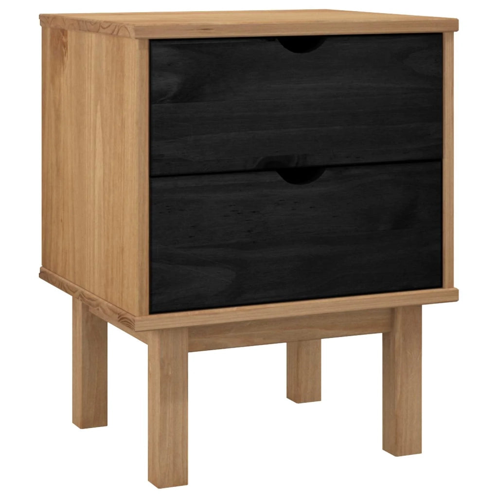 Comodino OTTA Nero 45 x 39 x 57 cm Legno Massello di Pino 42041748
