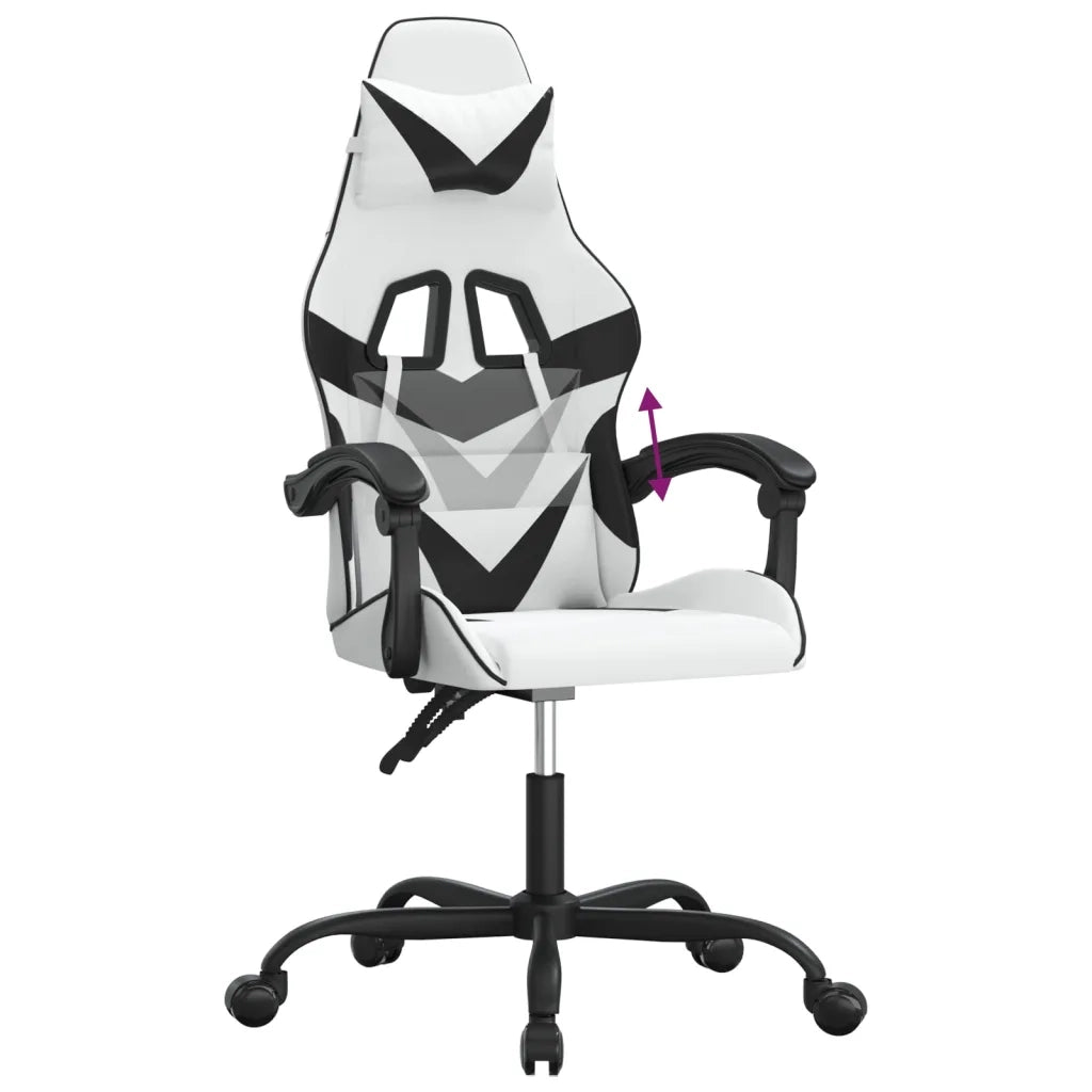 vidaXL Sedia da Gaming Bianco e Nero in Similpelle