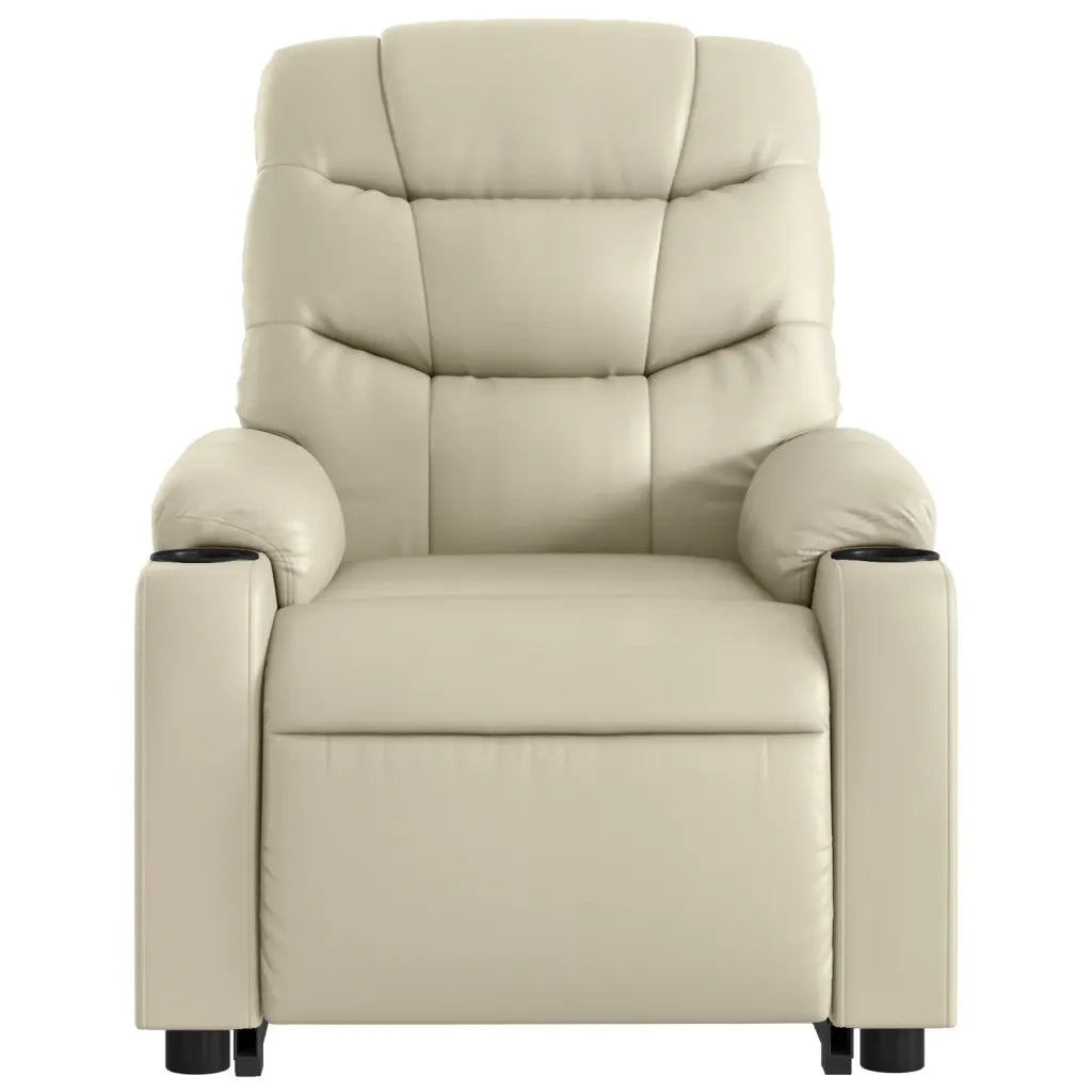 Poltrona Alzapersona Elettrica Reclinabile Crema in Similpelle 3206621