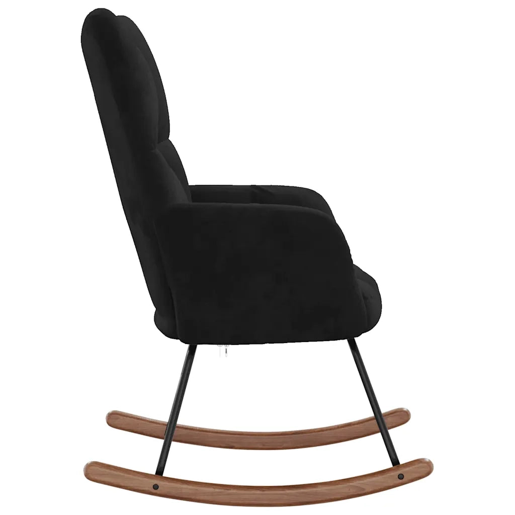 Sedia a Dondolo Nera in Velluto CFW3209044