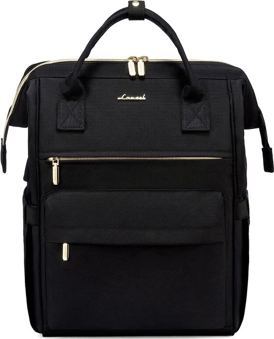 Zak da uomo grande, 17 pollici laptop, con porta USB, borsa impermeabile per lavoro, viaggio, scuola, università, nero