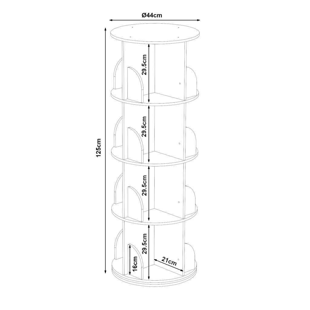 Libreria Girevole Chasek per Cameretta a 4 Livelli in Legno di Pino 125 x Ø44 cm [en.casa]
