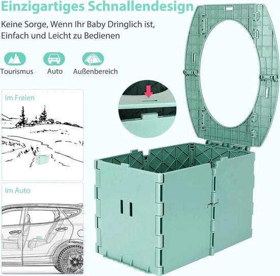 Porta toilet per bambini, contenitore per viaggio, contenitore per bambini portatile, contenitore per bambini pieghevole, contenitore per viaggio, contenitore, addestramento, sedile, bimbo, contenitore antiscivolo per bambini dai 12-36 mesi (verde)