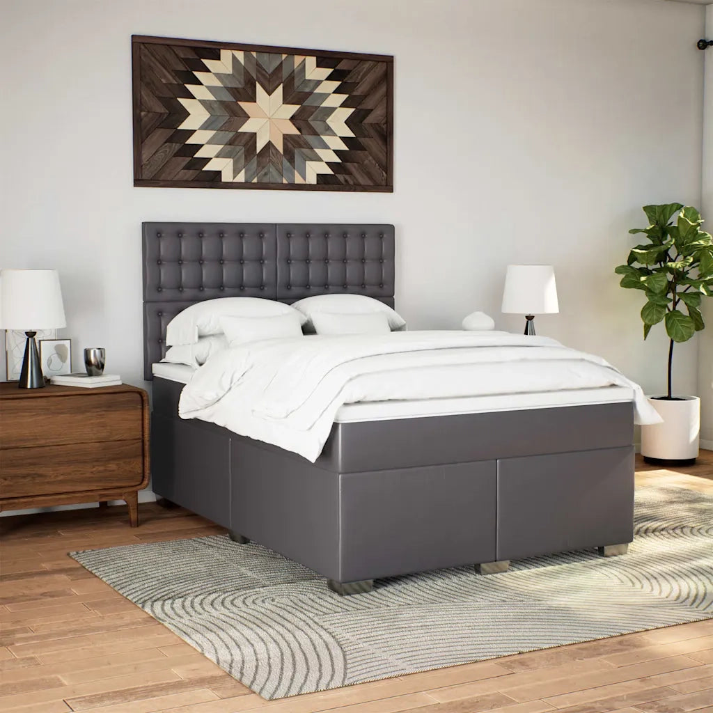 Giroletto a Molle con Materasso Grigio 140x190 cm in Similpelle 3293022