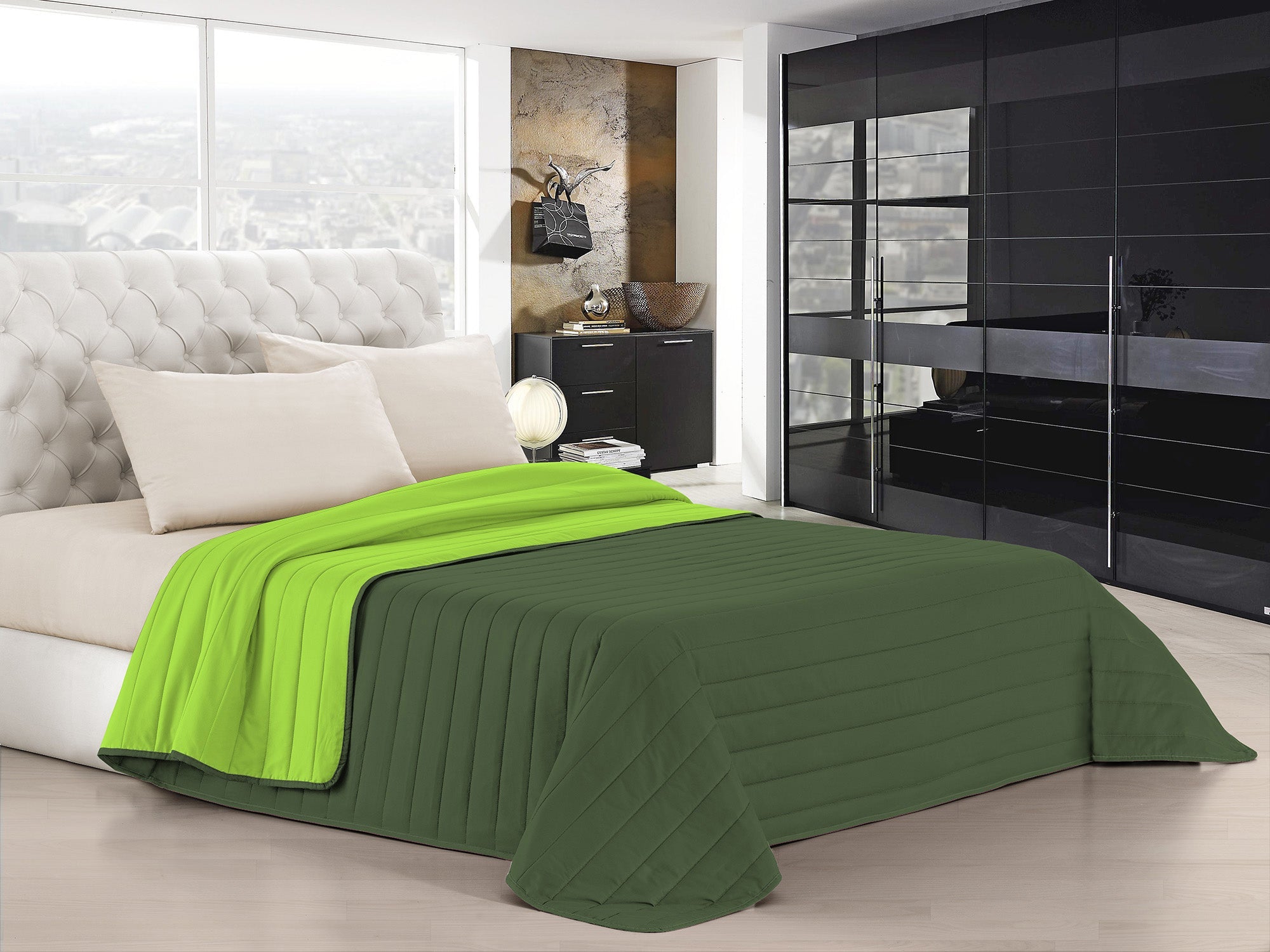 Trapuntino Doubleface 1 Piazza e Mezzo 100gr Verde Mela/Verde Scuro