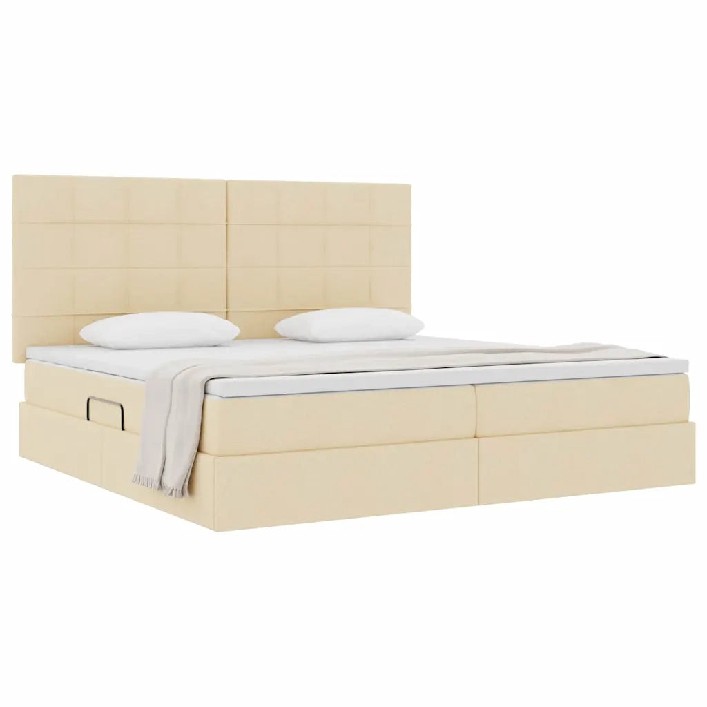 Letto con contenitore e materasso Crema 200 x 200 cm Poliestere 3371806