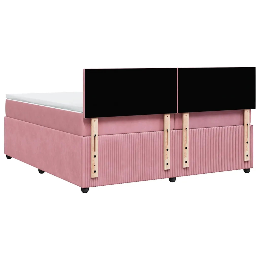 Giroletto a Molle con Materasso Rosa 200x200 cm in Velluto 3287829