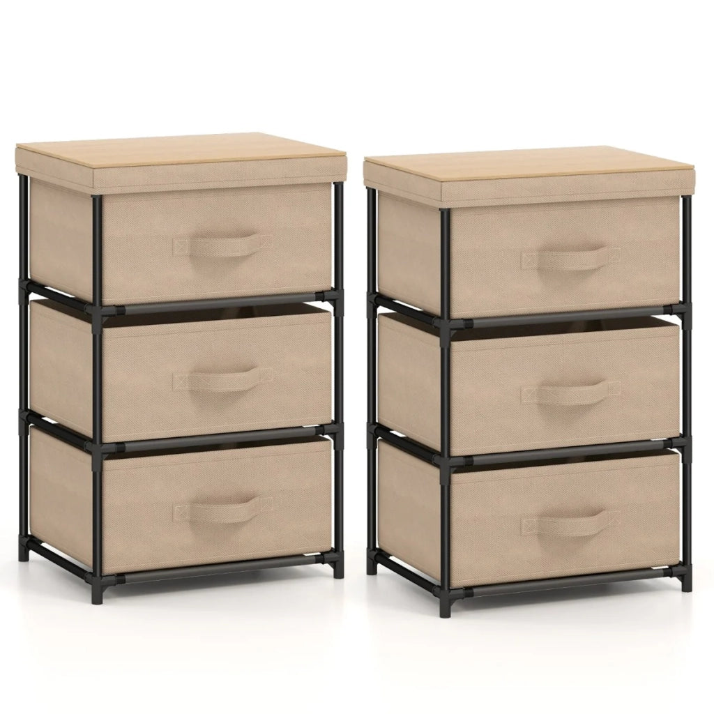 Set di 2 cassettiere 40 x 30 x 62 cm struttura stabile multifunzionale stile industriale tessuto non tessuto colore caffè 20_0018728