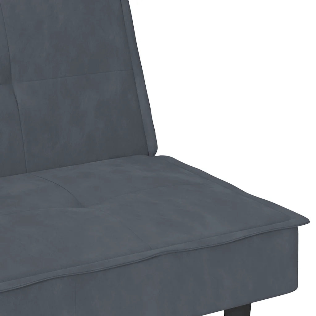 Divano letto | Sof¨¤ letto | Letto singolo con Portabicchieri in Velluto Grigio Scuro