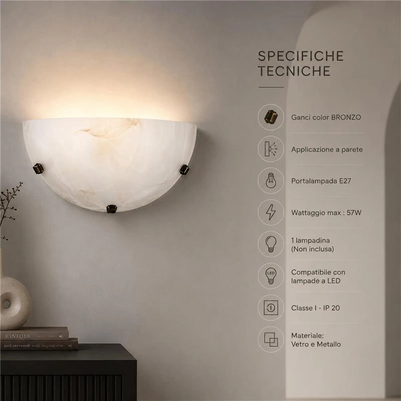 DUNA LAMPADA APPLIQUE DA PARETE E27 1 LUCE TABACCO