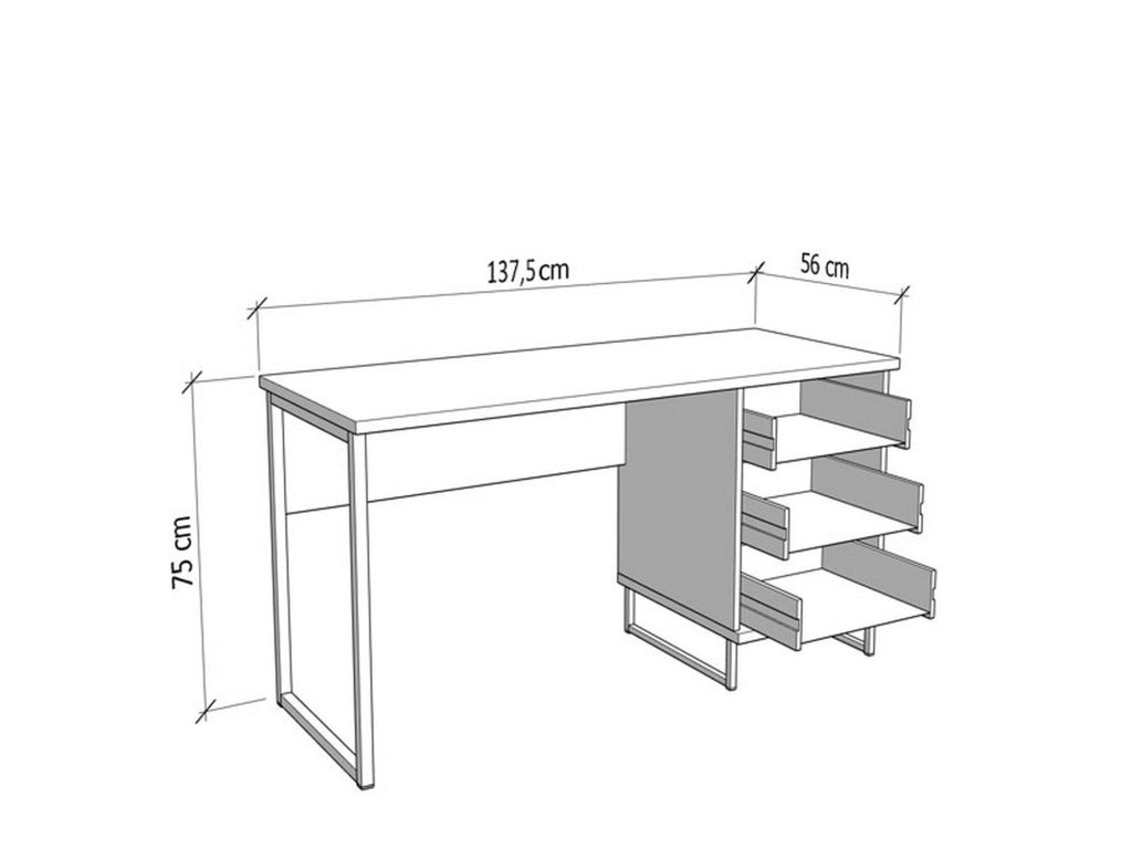 Ponza, Scrivania un Ripiano, 137.5x56x75h cm Marrone Rovere Nodi