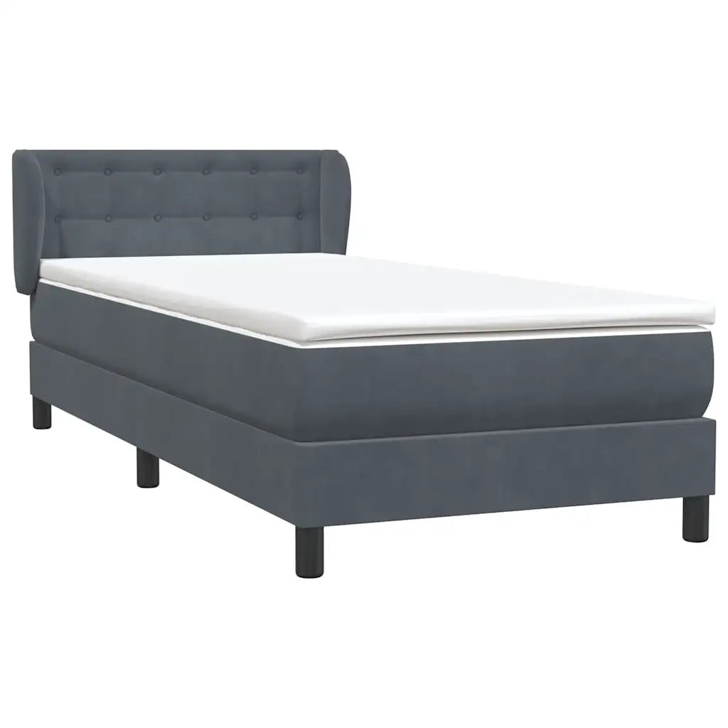 Giroletto a Molle con Materasso Grigio Scuro 80x210 cm Velluto 3317842