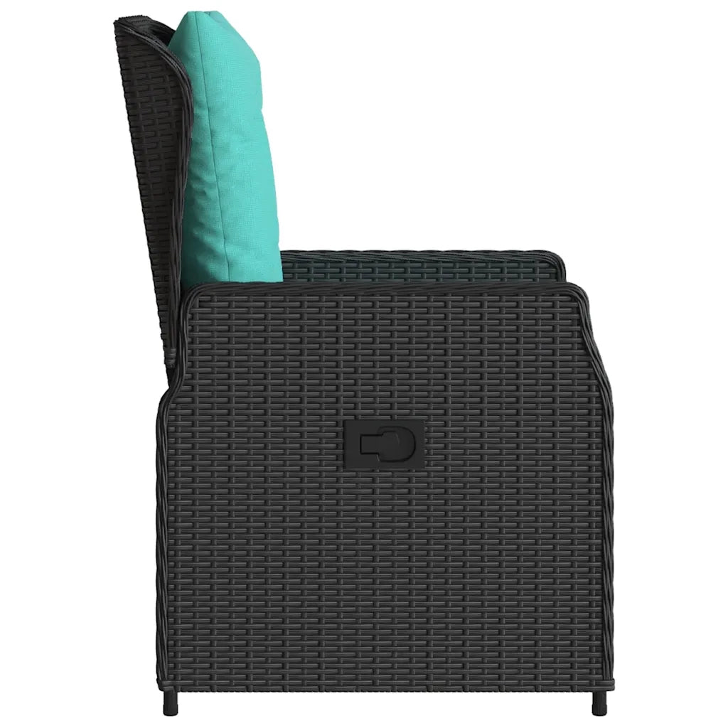 Sedie da giardino reclinabili 2 pz in Polyrattan Nero 368660