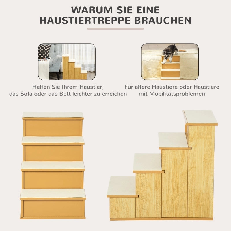 SCALA PER ANIMALI 4 gradini 40x59x54,2 cm Legno naturale