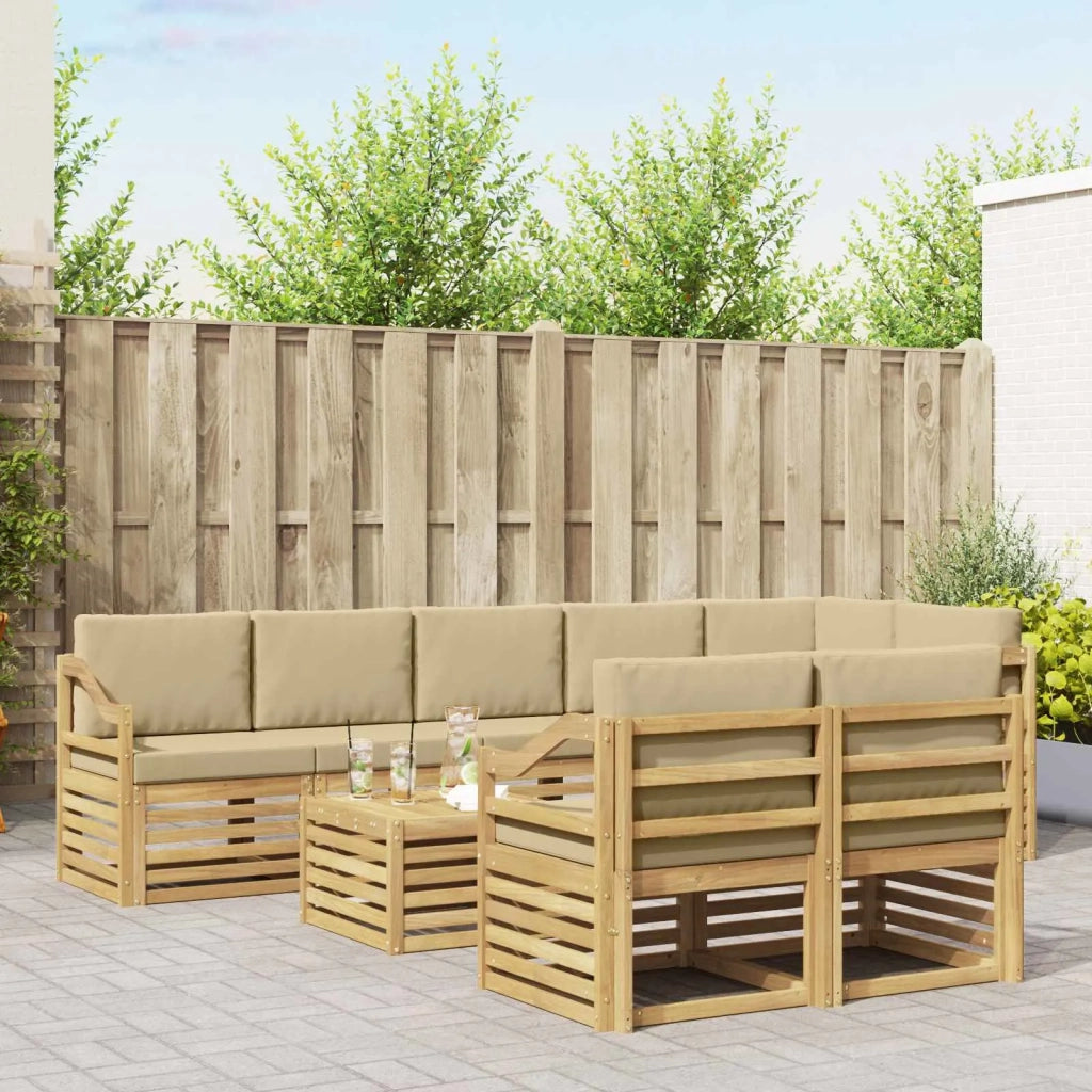Set di divani da esterno 9 pcs Bianco e Beige 59 x 59 x 37 cm 3392093
