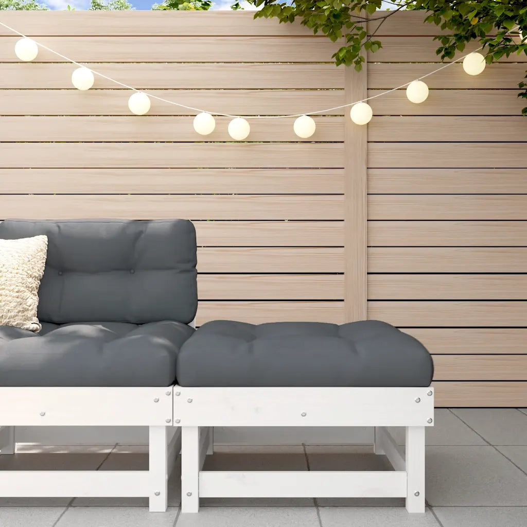 Poggiapiedi da Giardino con Cuscino Legno Massello Pino Bianco CFW4539872