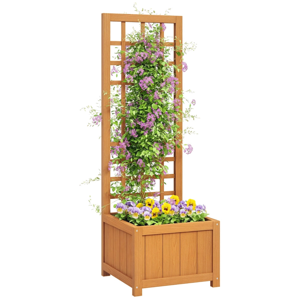 Fioriera con Traliccio per Rampicanti ¨C zephmum ¨C Legno Marrone 40x40x120 cm