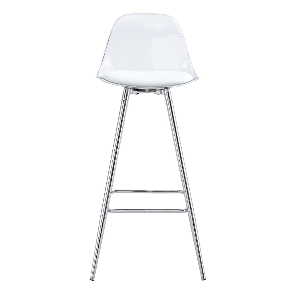 Set di 2 sgabelli da bar 96,5 cm trasparenti, metallo argentato con poggiapiedi