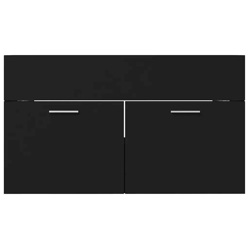 Mobile SottoLavabo | Armadio Lavabo Nero 80x38,5x46 cm in Legno Multistrato