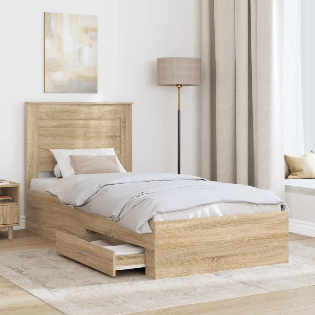 Struttura del letto-Giroletto Rovere Sonoma e Argento 75 x 190 cm 336680