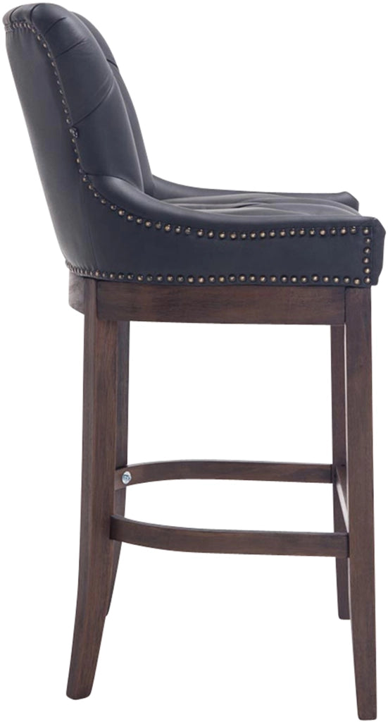 Sgabello Lakewood vera pelle antico-scuro nero