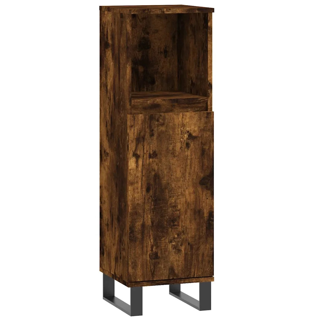 Set Mobili da Bagno 3 pz Rovere Fumo in Legno Multistrato 3190234