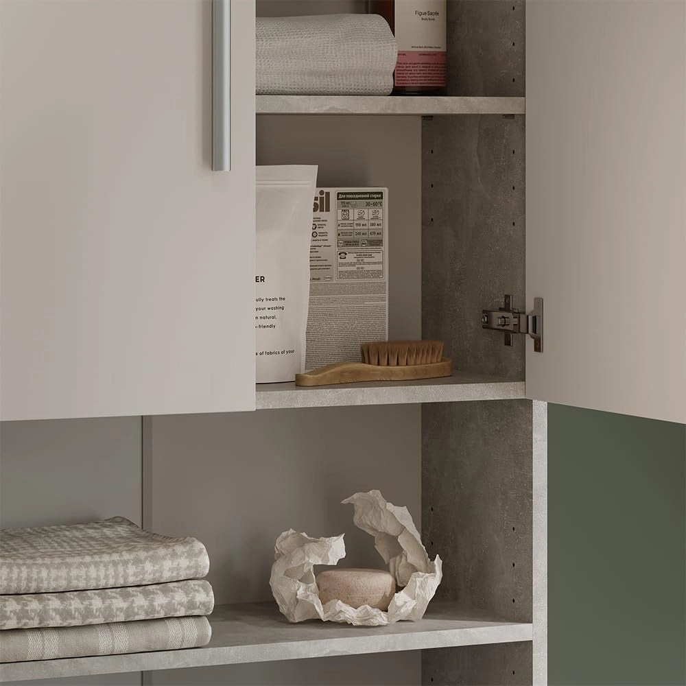 Mobile lavatrice, Calcestruzzo, 64 x 190 cm, adatto per la conservazione di detersivo e accessori