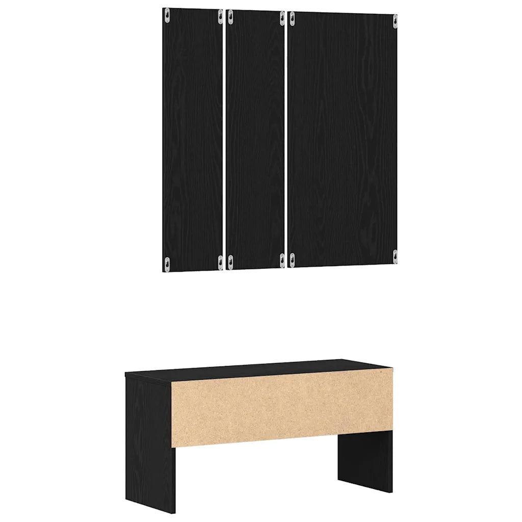 Set mobili da ingresso 4 pcs Rovere Nero Legno multistrato 862107